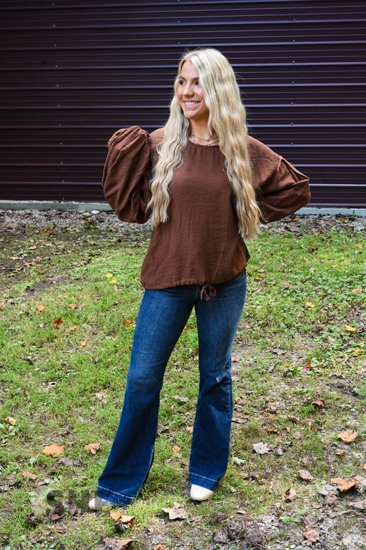 Work For It Brown Top