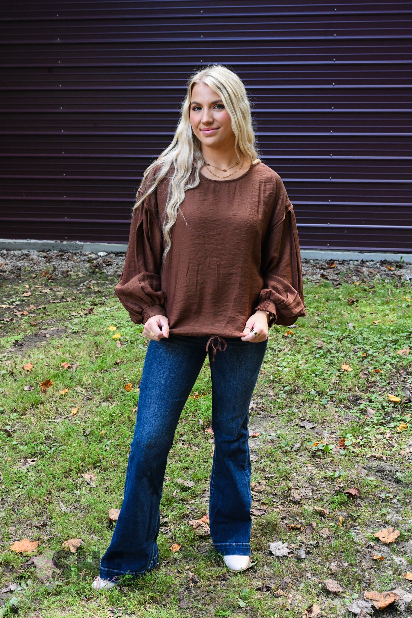 Work For It Brown Top