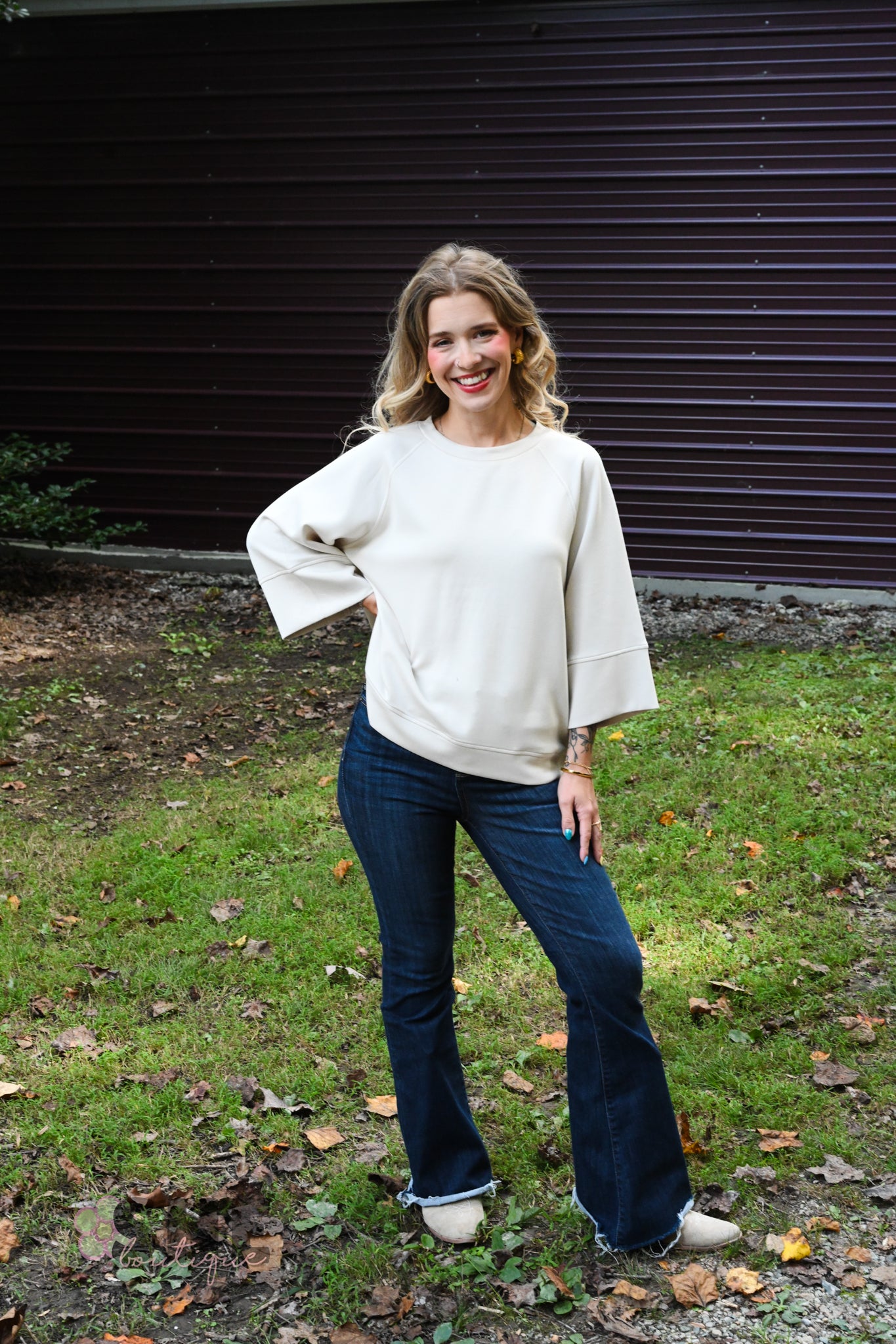 Taupe Lillies Top