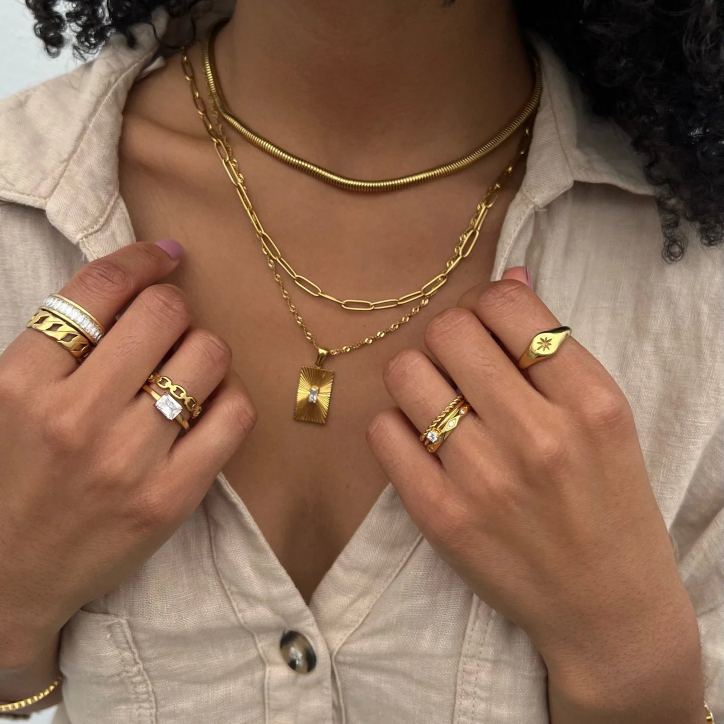 Jayden Gold Paper Clip Chain Necklace - 125