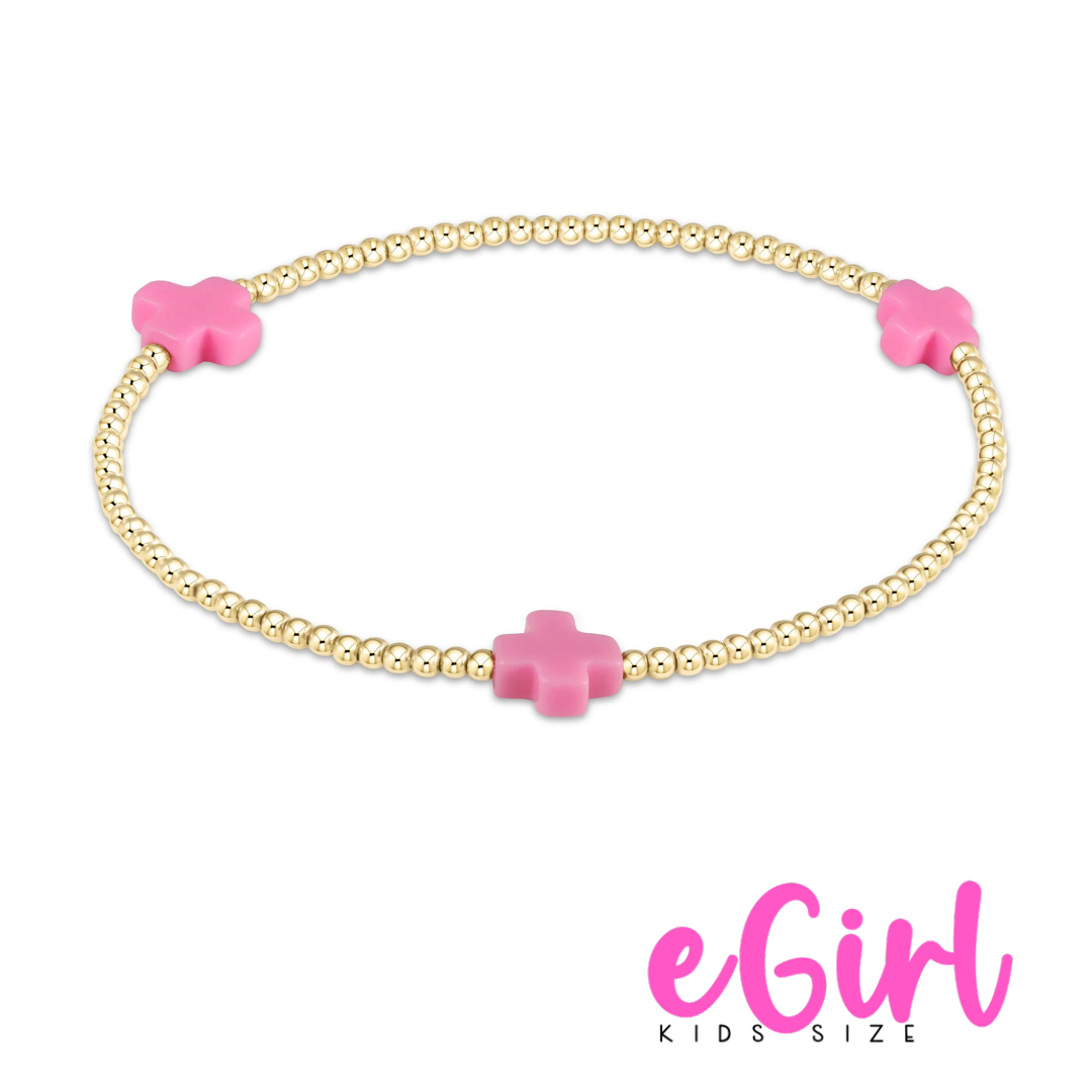 EGIRL 3mm Bright Pink Cross Gold (KIDS)