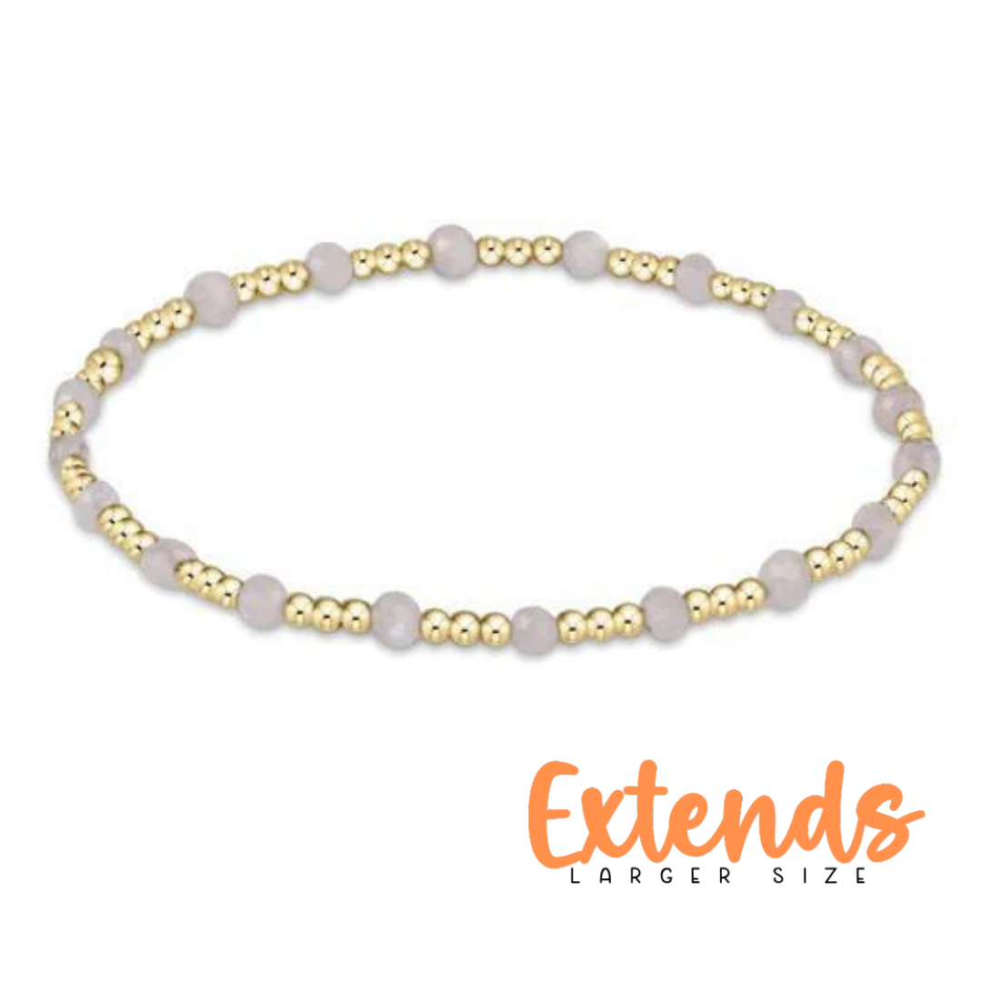 EXTENDS - GEMSTONE GOLD SINCERITY PATTERN 3MM BEAD BRACELET - MOONSTONE