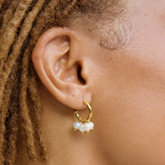 Chara Mini Hoop Pearl Earring Ellie Vail