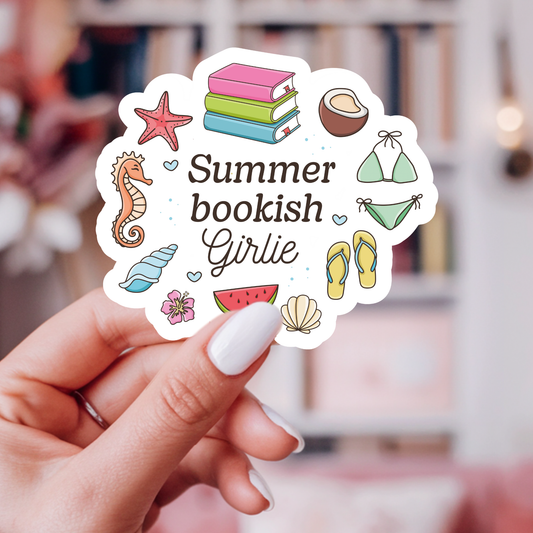 Summer Bookish Girlie Vinyl Sticker – Summer Book Lover : 2.5"