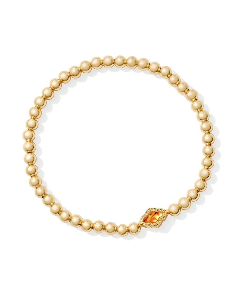 Abbie Beaded Stretch Bracelet Gold Marbled Amber Illusion - She Chester