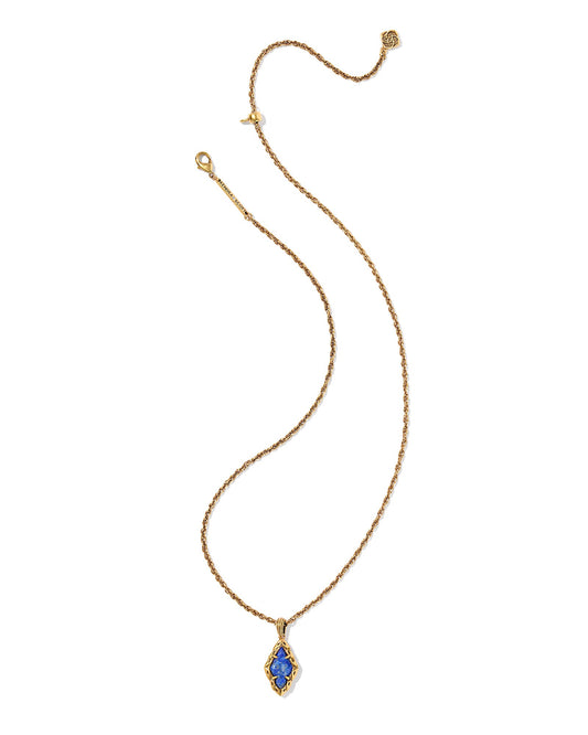 ADELINE SHORT PENDANT NECKLACE VINTAGE GOLD BLUE LAPIS - She Chester