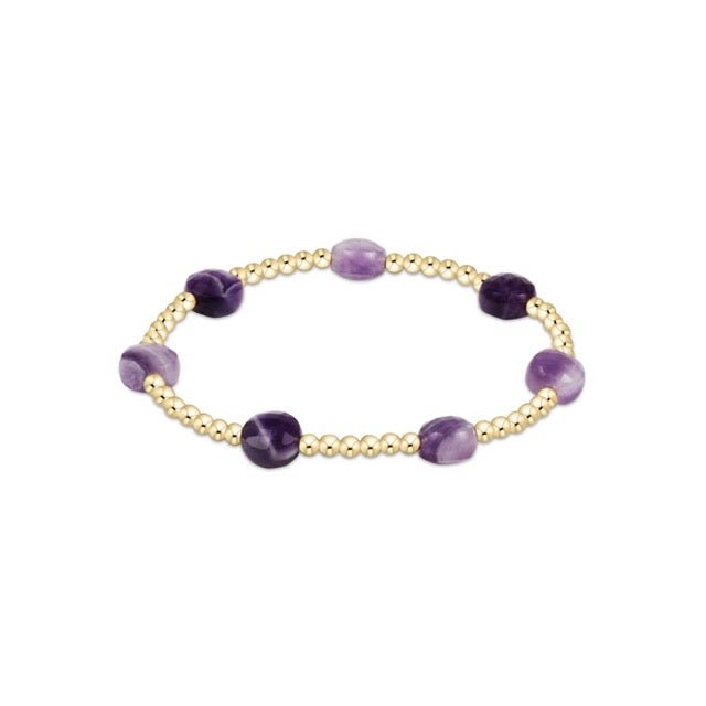 Admire Gold 3mm Bead Bracelet - Amethyst - She Chester