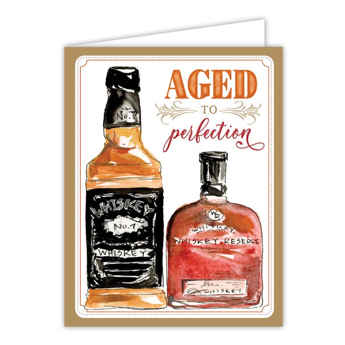 Agend to Perfection Whiskey Bottles Greeting Card - She Chester