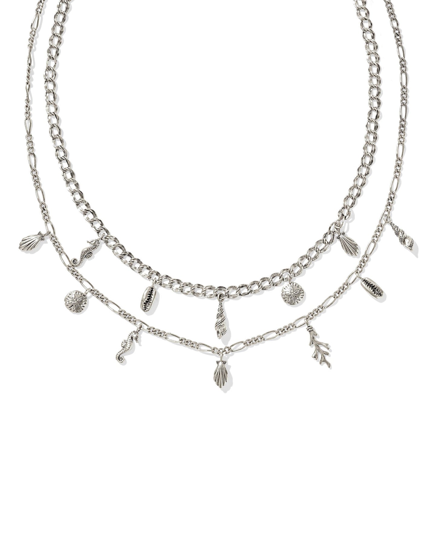 Alexa Vintage Silver Multi Strand Necklace - She Chester