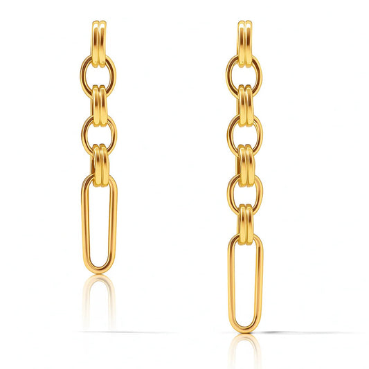 Antonia Asymmetrical Drop Chain Earring Gold - She Chester