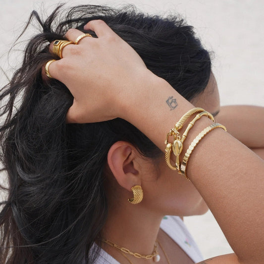 Baylor Bamboo Bangle Gold Bracelet - She Chester