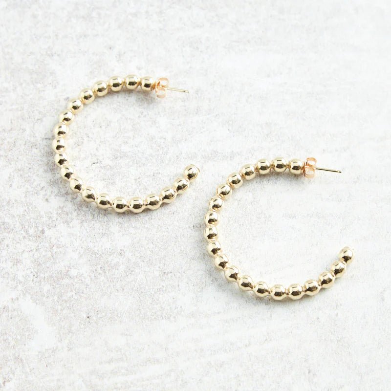 Beaded Classic 1" Hoop 2mm Gold - She Chester