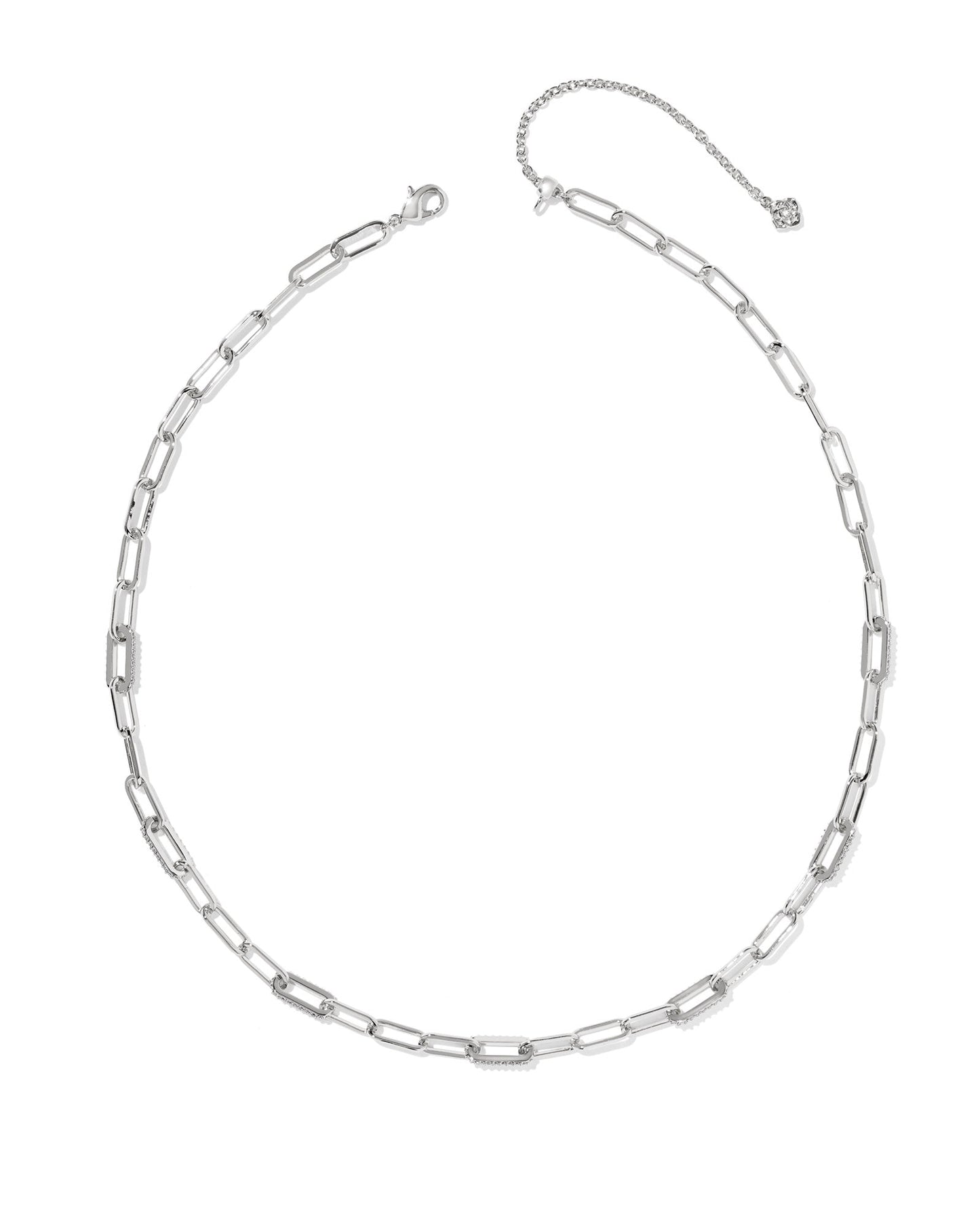 BELLA CHAIN NECKLACE SILVER WHITE CZ - She Chester