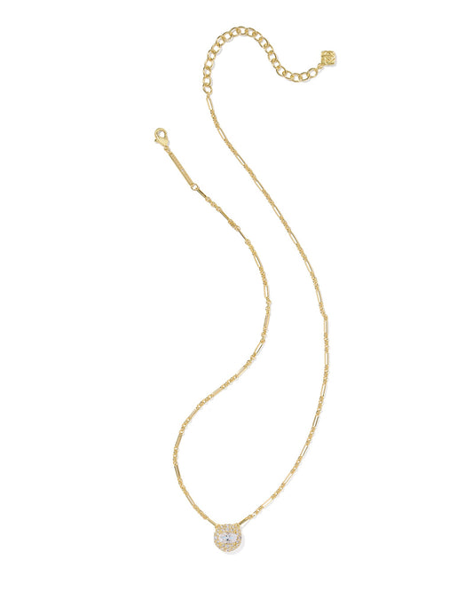 BELLA SHORT PENDANT NECKLACE GOLD WHITE CZ - She Chester