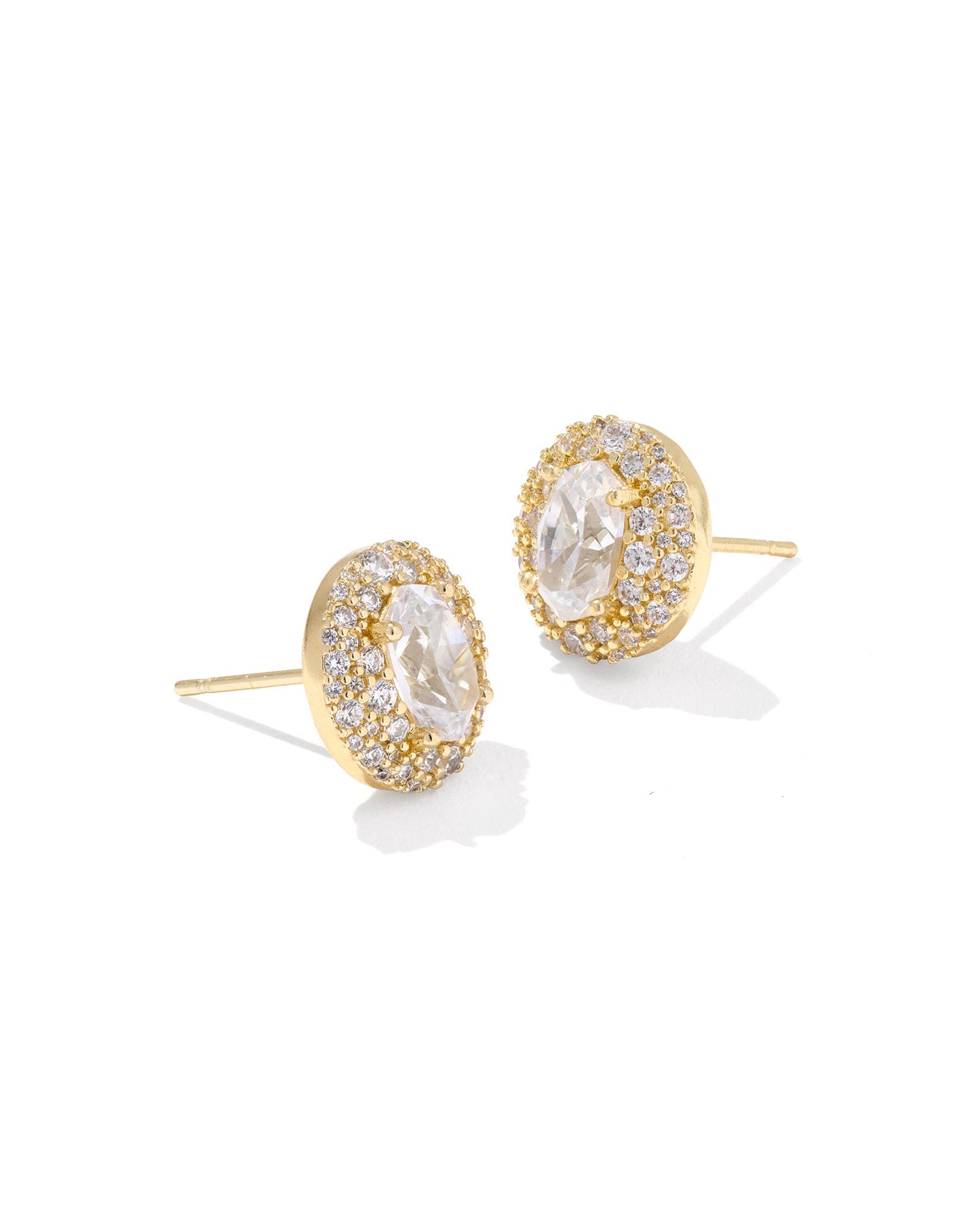 BELLA STUD EARRINGS GOLD WHITE CZ - She Chester