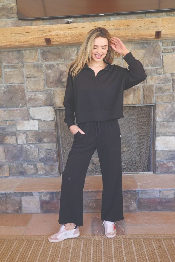 Black Cropped Quarter Zip Pullover - She Chester