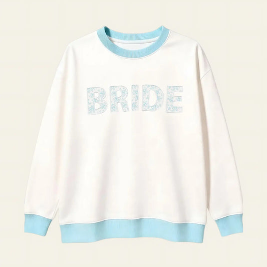 Blue Floral Bride Oversized Crewneck - She Chester