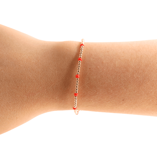 Bright Red Dainty Poppi Bracelet: Standard 6.75 inch - She Chester