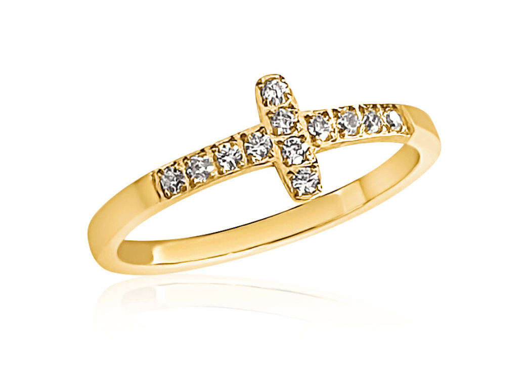 Brooks Sideways Gold Cross Ring Size 8 - She Chester