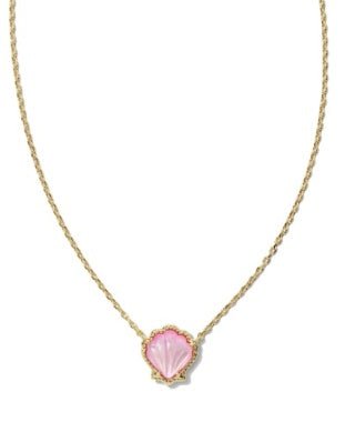 BRYNNE SHELL SHORT PENDANT NECKLACE GOLD BLUSH IVORY MOTHER OF PEARL - She Chester