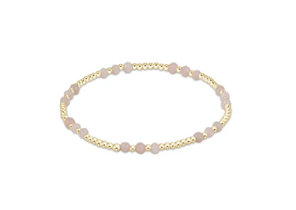 GEMSTONE GOLD JOY PATTERN 3MM BEAD BRACELET - PINK OPAL