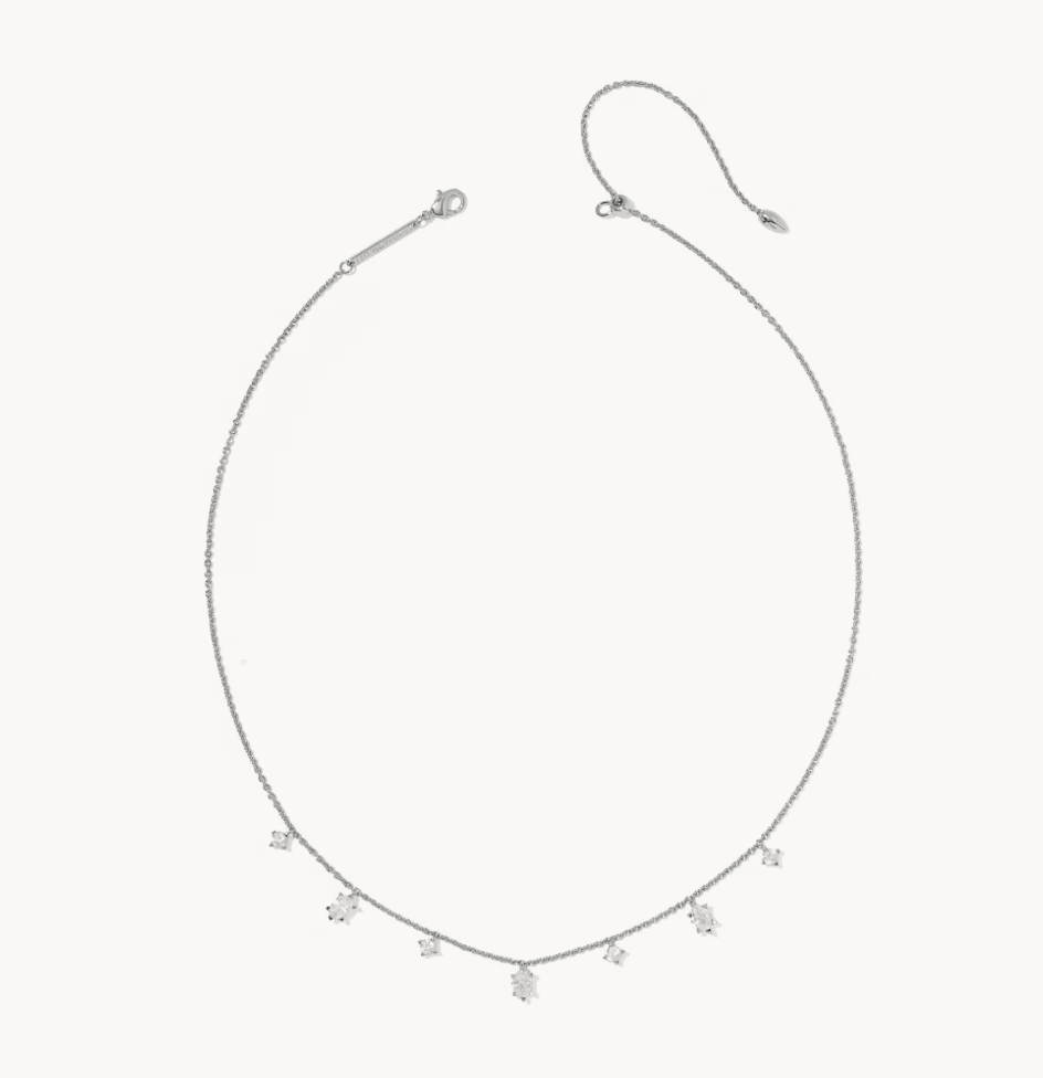 CAILIN DELICATE STRAND NECKLACE SILVER WHITE CZ - She Chester