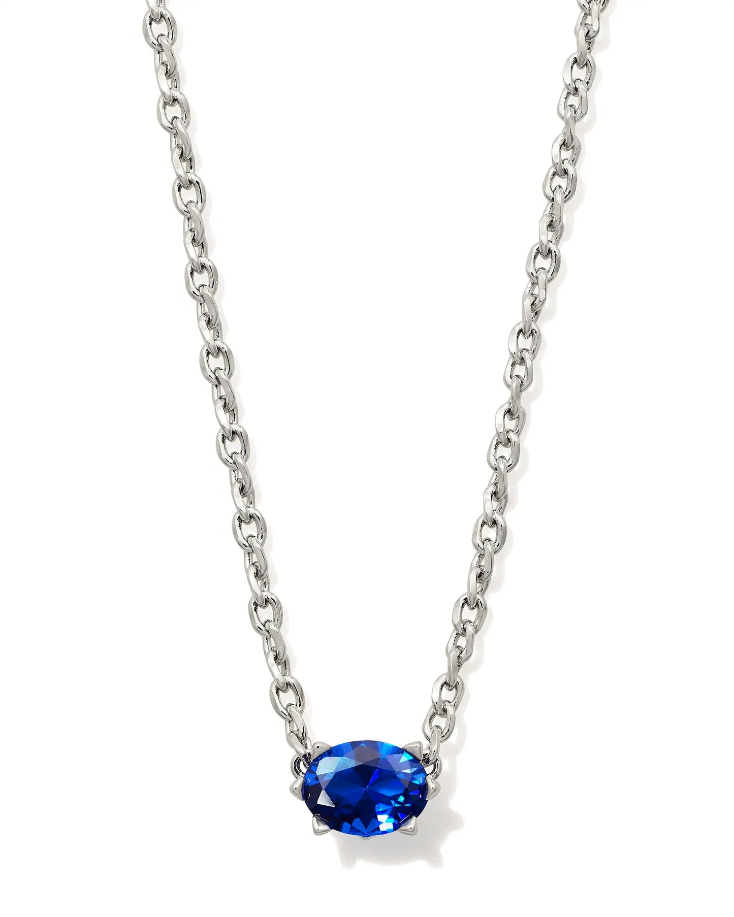 Cailin Pendant Necklace Rhodium Blue Crystal - She Chester