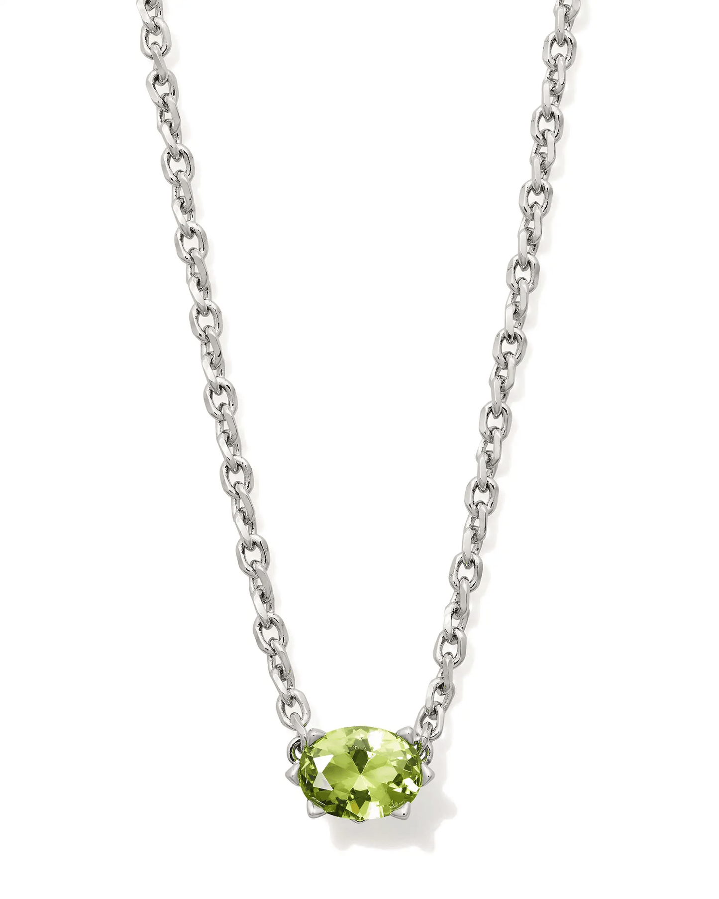 Cailin Pendant Necklace Rhodium Green Peridot Crystal - She Chester