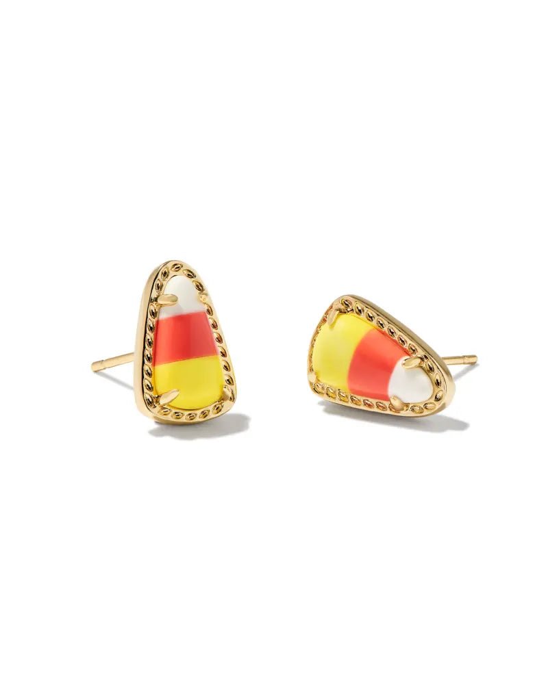 CANDY CORN STUD EARRINGS GOLD CANDY CORN MAGNESITE - She Chester