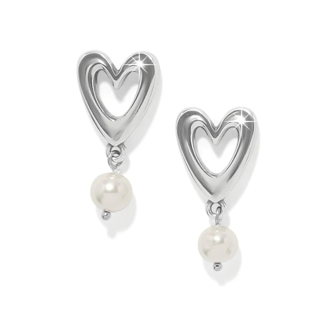 Cascade Open Heart Pearl Post Drop Earrings JA0279
