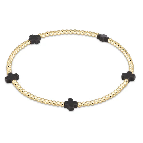 Small Signature Cross Gold 2mm Charcoal