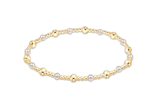 Classic Gold Sincerity Pattern 4mm Bead Bracelet - Pearl - She Chester