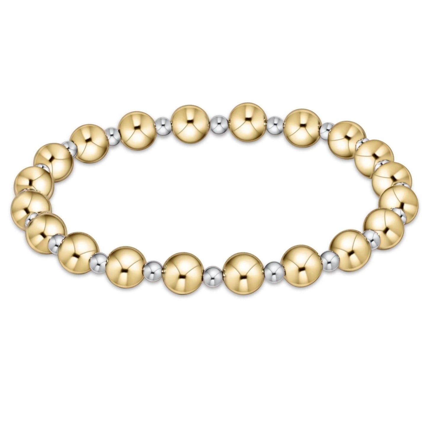 Classic Grateful Pattern 6mm Bead Bracelet - Mixed Metal - She Chester