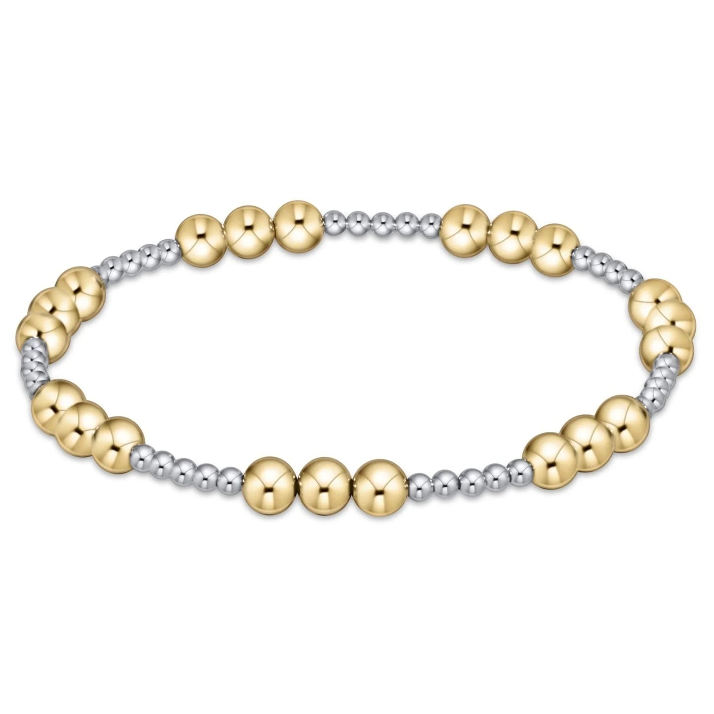 Classic Joy Pattern 5mm Bead Bracelet - Mixed Metal - She Chester