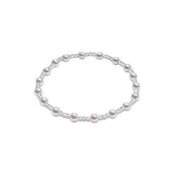 Classic Sincerity Pattern Sterling 4mm Bead Bracelet - Pearl - She Chester