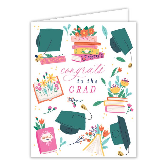 Congrats to the Grad Books and Grad Caps Greeting Card - She Chester