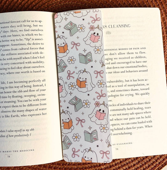 Coquette Ghost Halloween Laminated Bookmark - She Chester