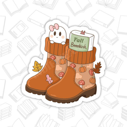 Cottagecore Fall Sticker – Bookish Ghost, Glossy Vinyl : 2.5" - She Chester