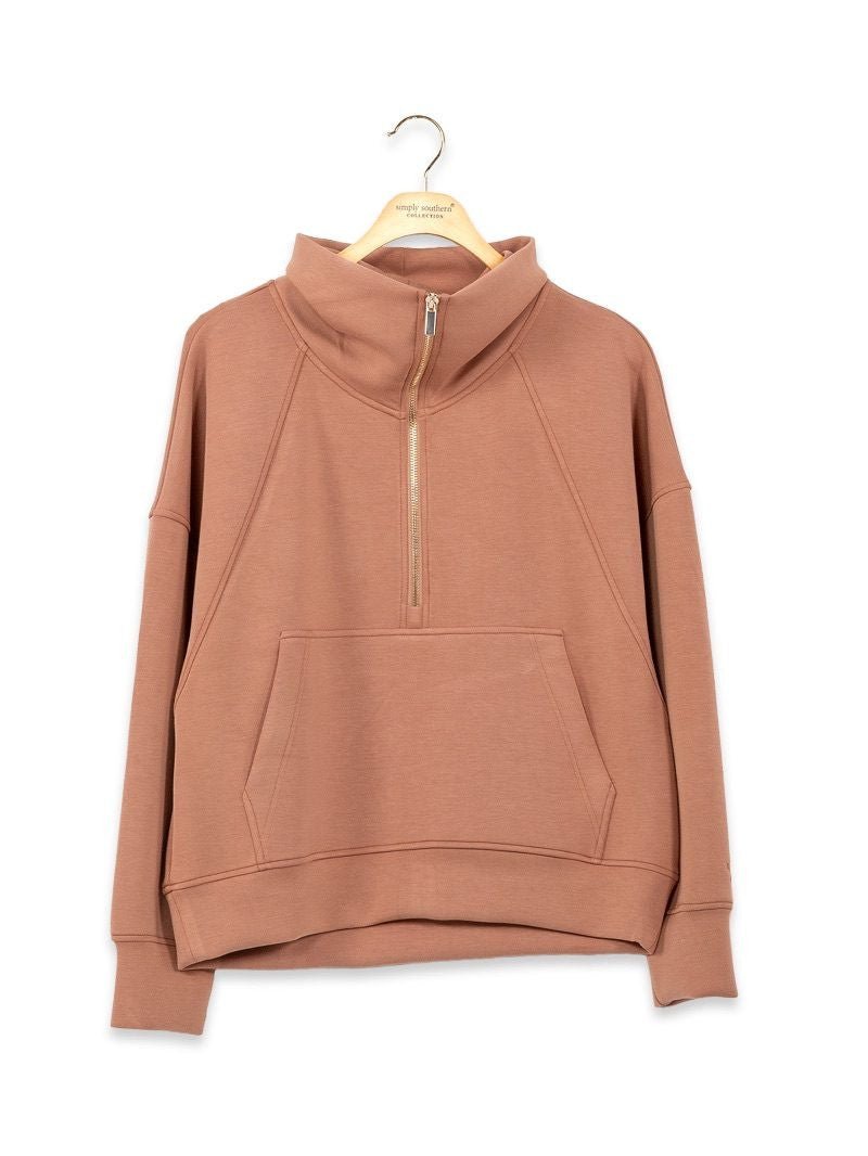 Cozy Mocha Pull SS Zip - She Chester