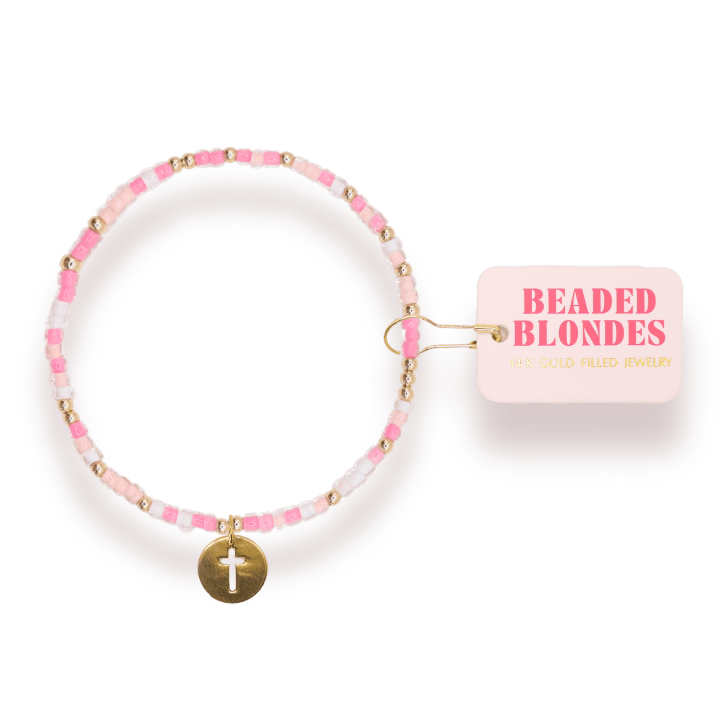 Cross Cutout Charm Sprinkle Bracelet: Standard 6.75 inch - She Chester