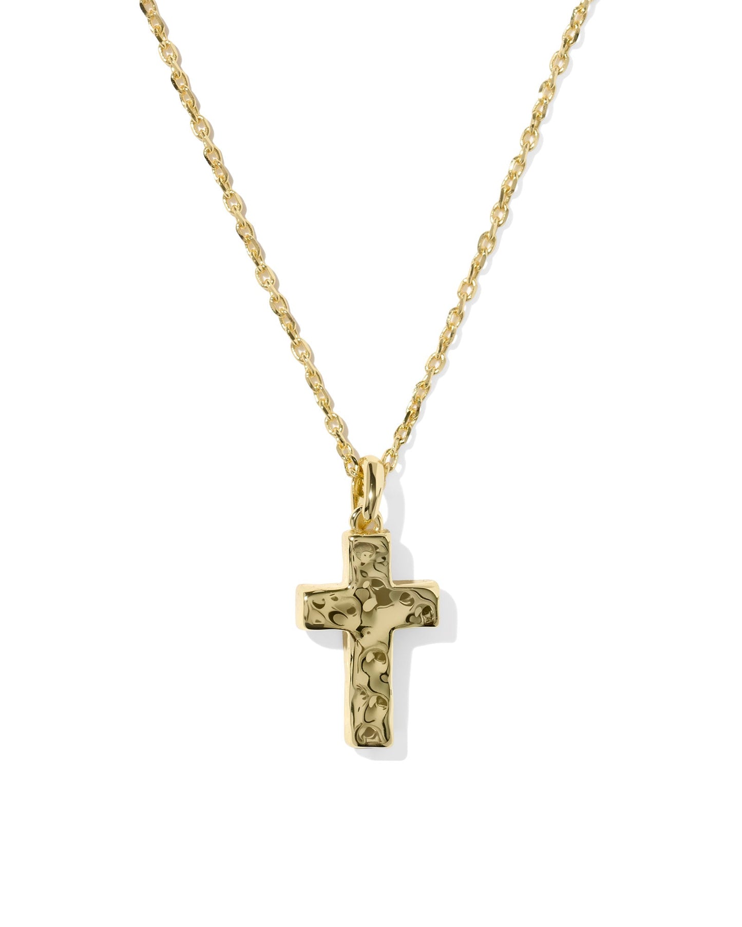 CROSS PENDANT NECKLACE GOLD MATTE BLUSH PINK DICHROIC GLASS - She Chester