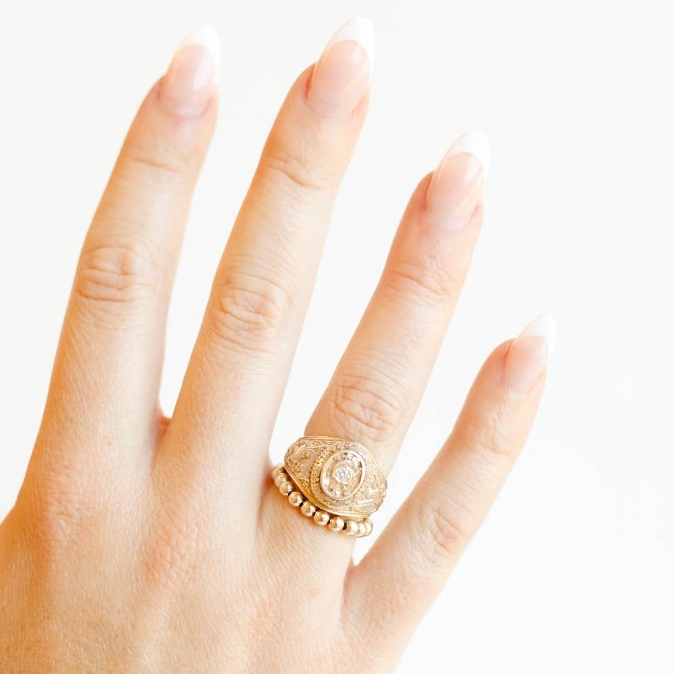 Lauren Beaded Band in Gold: 7/8