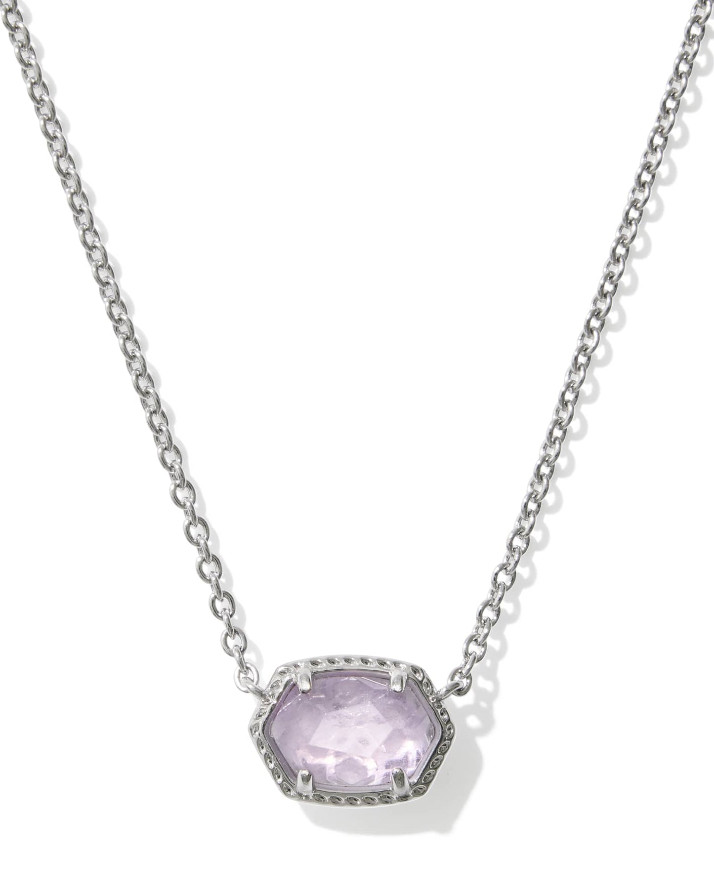 DAPHNE FRAME SHORT PENDANT NECKLACE SILVER PURPLE AMETHYST - She Chester