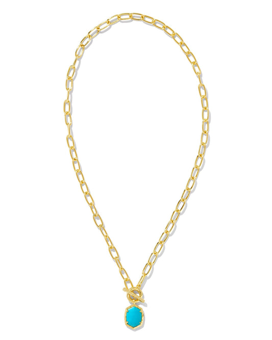 Daphne Link Chain Necklace Gold Variegated Turquoise - She Chester