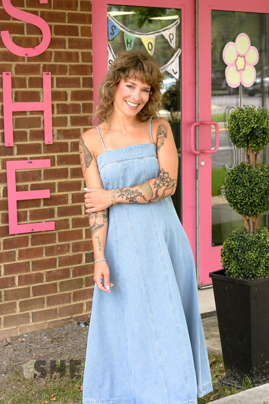 Declan Denim Midi Dress - She Chester