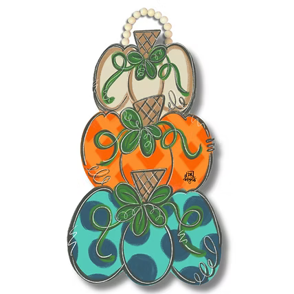 Blue Pumpkin Stack Door Hanger