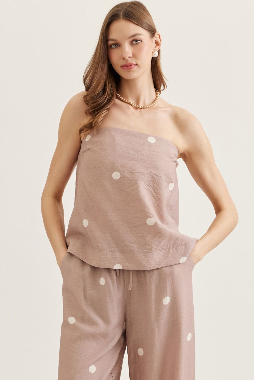 Destinee Mocha Polka Dot Top - She Chester