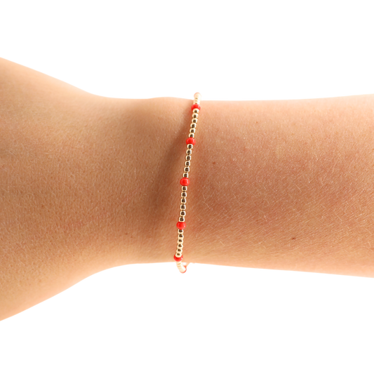 Bright Red Dainty Poppi Bracelet: Standard 6.75 inch