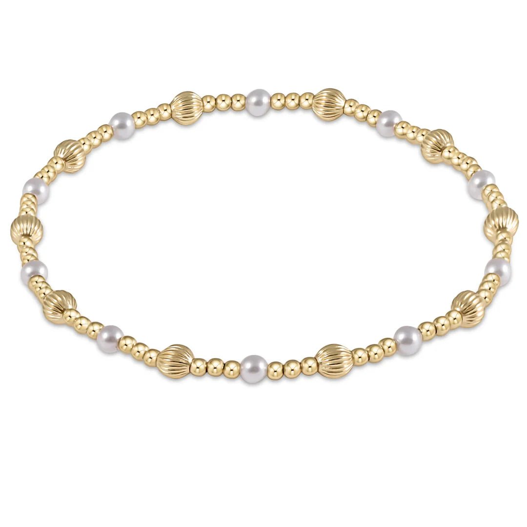 Dignity Sincerity Pattern 4mm Bead Bracelet - Pearl - She Chester