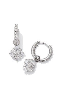 DIRA CRYSTAL HUGGIE EARRINGSSILVER WHITE CRYSTAL - She Chester